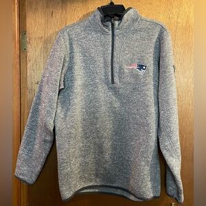 Men's Antigua Heather Charcoal New England Patriots Quarter-Zip Jacket